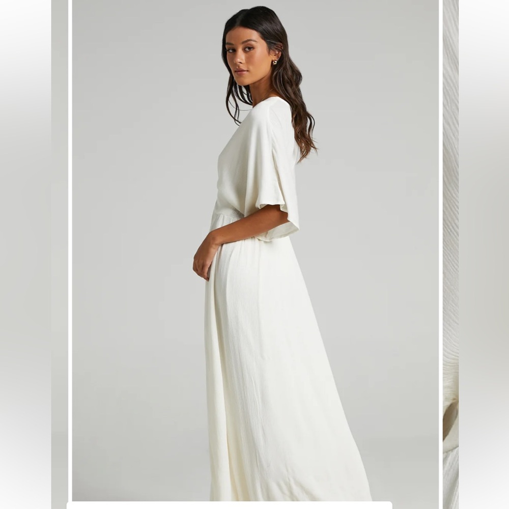 Showpo sitting pretty maxi dress Cream Draped Fabric Top size 10 new - Picture 2 of 11